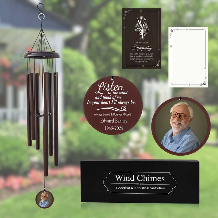 Brown-Colored Personalized Wind Chime with Picture for Home & Garden