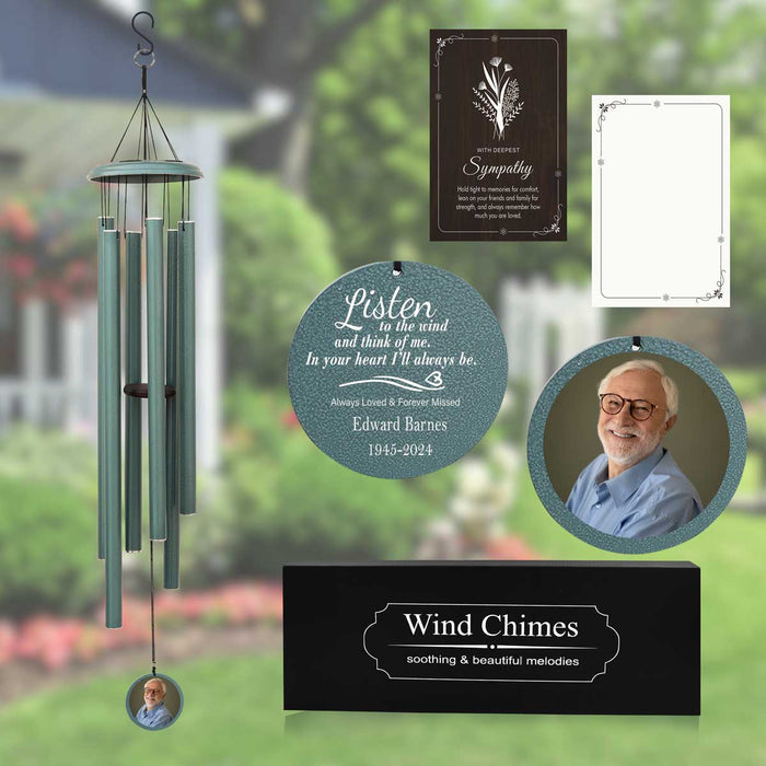 Turkish Green Personalized Wind Chime with Picture for Home & Garden