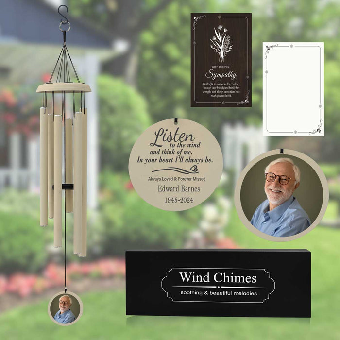 Off-White Personalized Wind Chime with Picture for Home & Garden