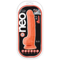 Neon orange toy with packaging labeled 'neo' on a white background