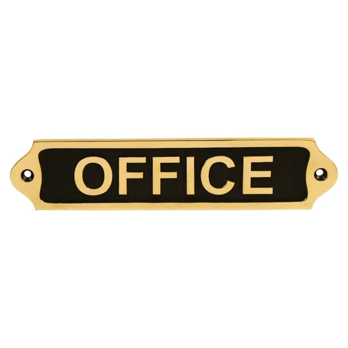 Office Door Sign | Brass Plaques - Black Finish