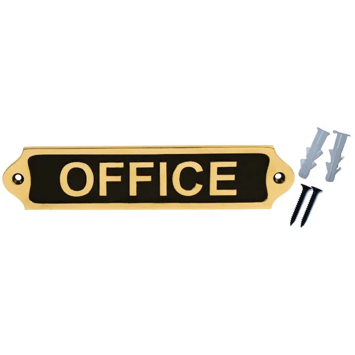 Office Door Sign | Brass Plaques - Black Finish