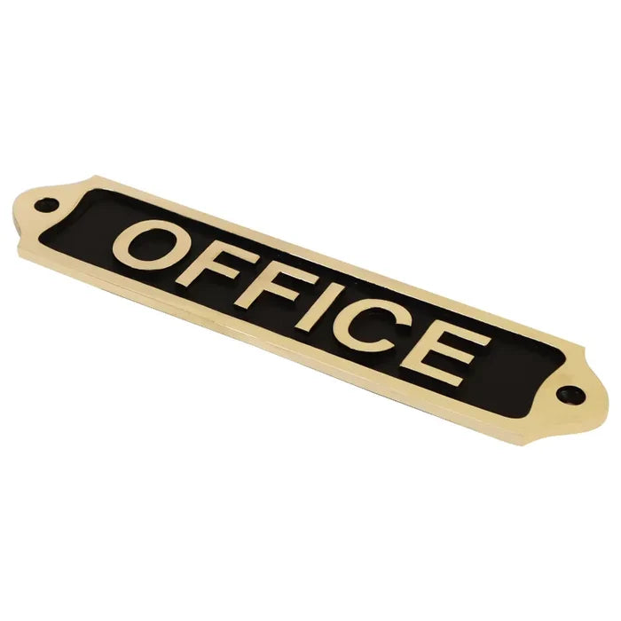 Office Door Sign | Brass Plaques - Black Finish