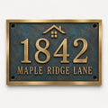 Oil rubbed bronze house number plaque with custom engraved address and numbers
