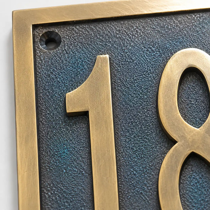 Solid brass oil rubbed bronze house number plaque for front door display