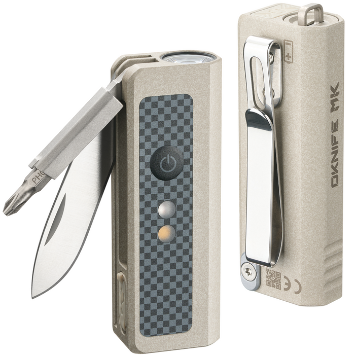 OKNIFE MK | 3-in-1 EDC Utility Tool | Flashlight, Pocket Knife & Screwdriver