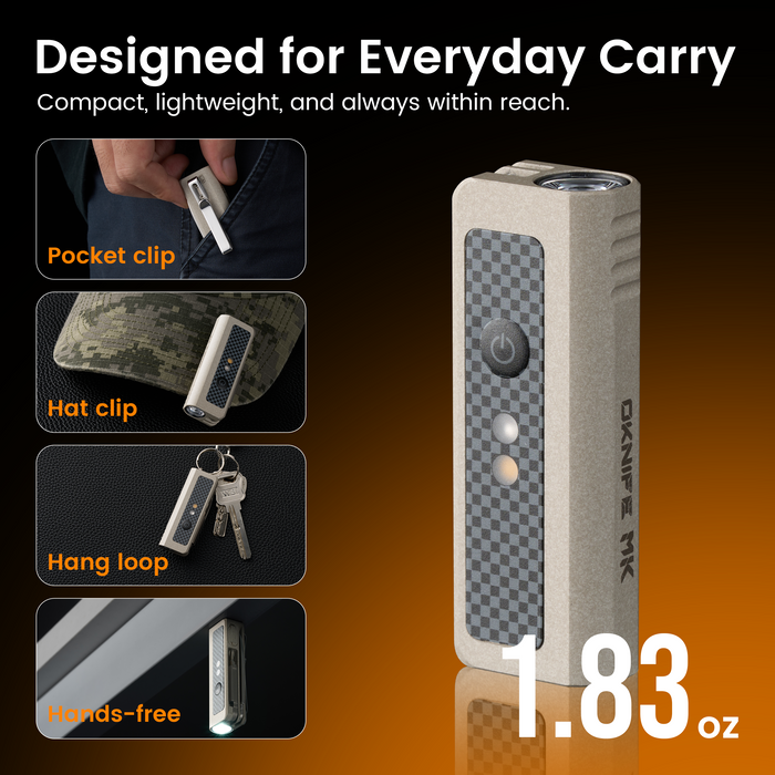 OKNIFE MK | 3-in-1 EDC Utility Tool | Flashlight, Pocket Knife & Screwdriver