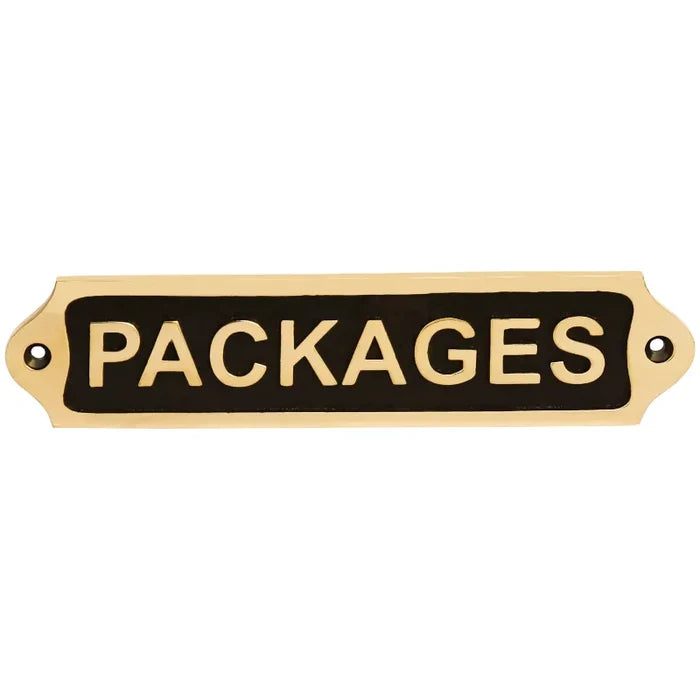 Brass Packages Door sign | Brass Plaques - Black finish