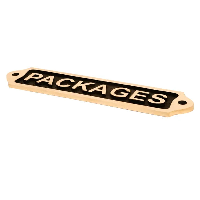 Packages Door sign | Brass Plaques - Black finish