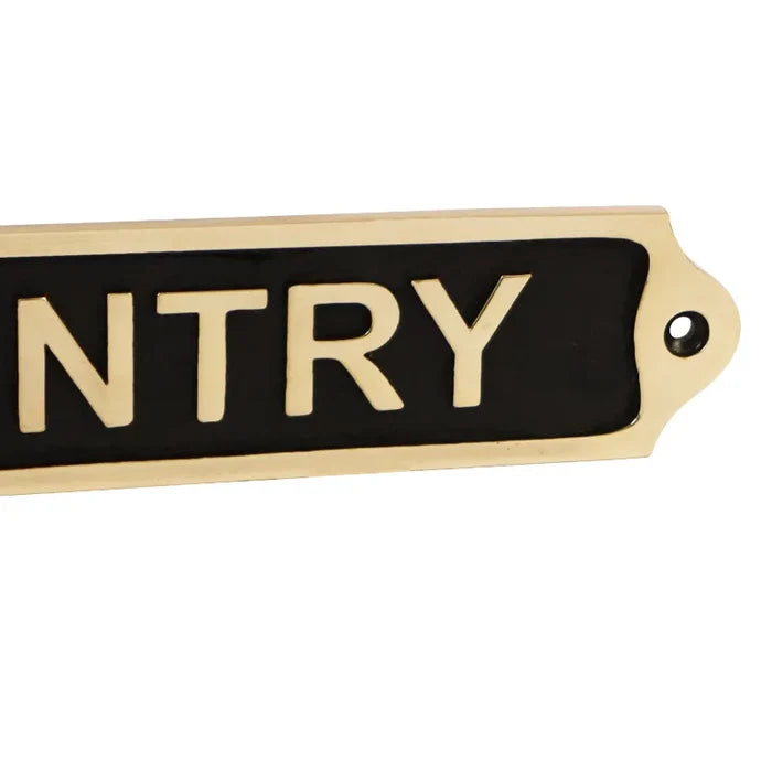 Pantry brass door sign with pre drilled hole