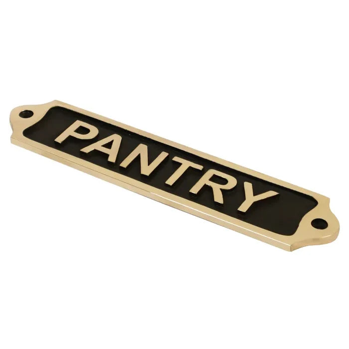 Pantry door sign in brass