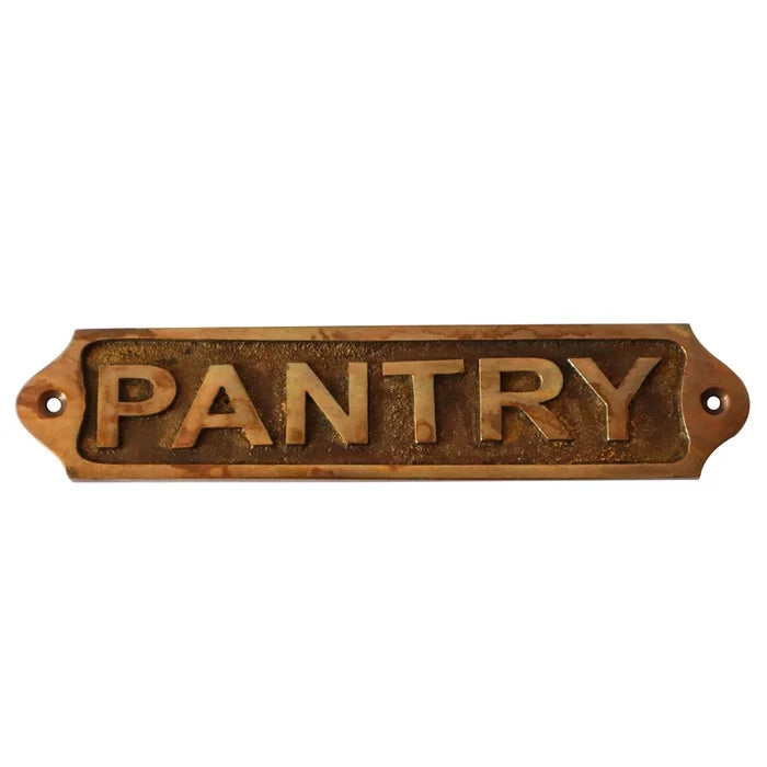 Pantry Brass Door Sign:  Antique Finish