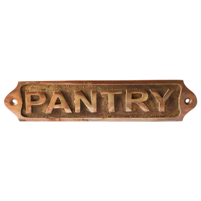Pantry Brass Door Sign:  Antique Finish