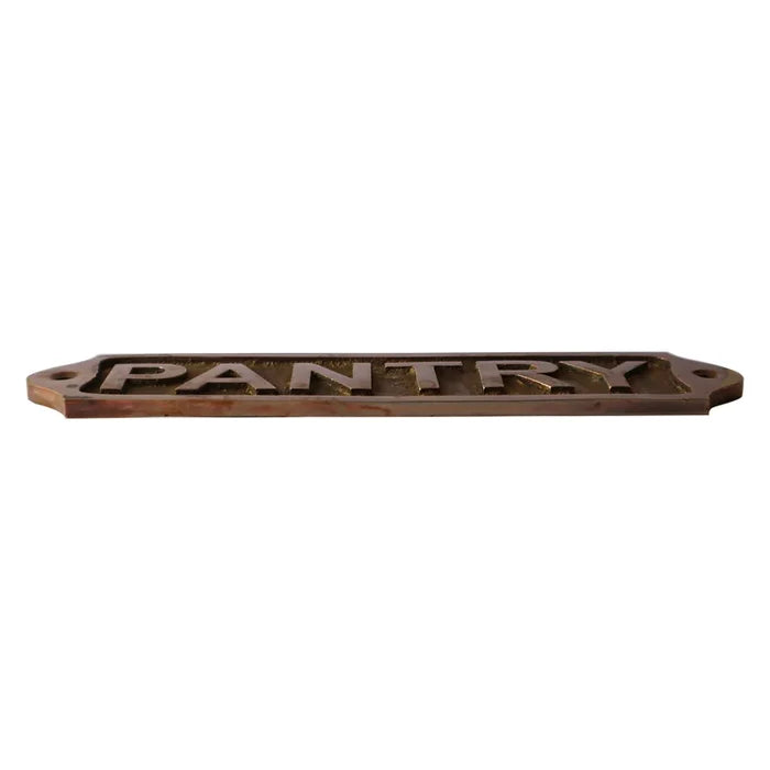 Pantry Brass Door Sign:  Antique Finish