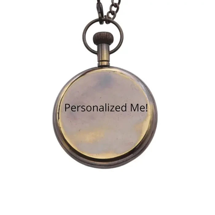 Custom engraved pocket watch close-up