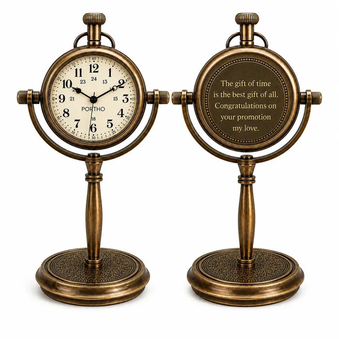 Custom antique brass anniversary desk clock
