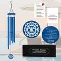 Engraved firefighter retirement wind chime in dark blue color