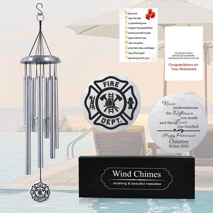 Firefighter retirement wind chime gift box set