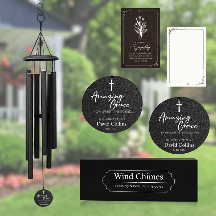 personalized memorial wind chime with engraved sympathy message