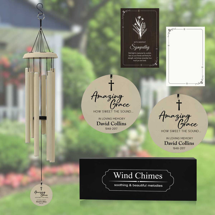 engraved memorial wind chime with double-sided pendant