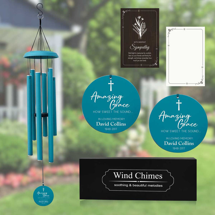 custom sympathy gift wind chime with name and date engraving