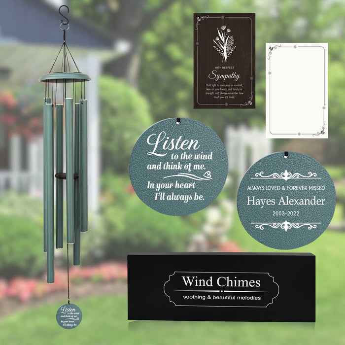 Engraved memorial windchime keepsake for loved ones