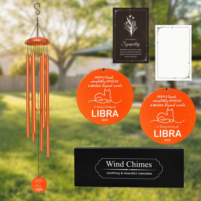 Copper Personalized Pet Memorial Wind Chime with custom engraving and sympathy card