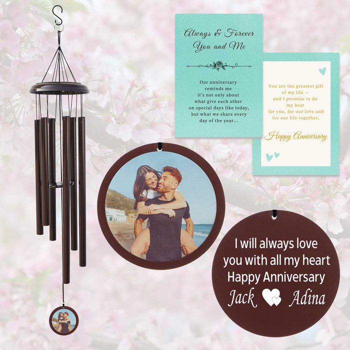 Brown Photo Wind Chime Gift for Birthday or Anniversary