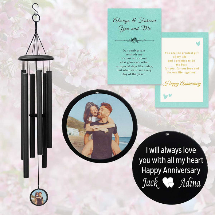 Black Photo Wind Chime Gift for Birthday or Anniversary