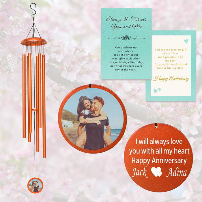 Copper Photo Wind Chime Gift for Birthday or Anniversary