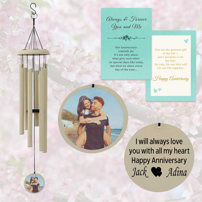 Off-White Photo Wind Chime Gift for Birthday or Anniversary