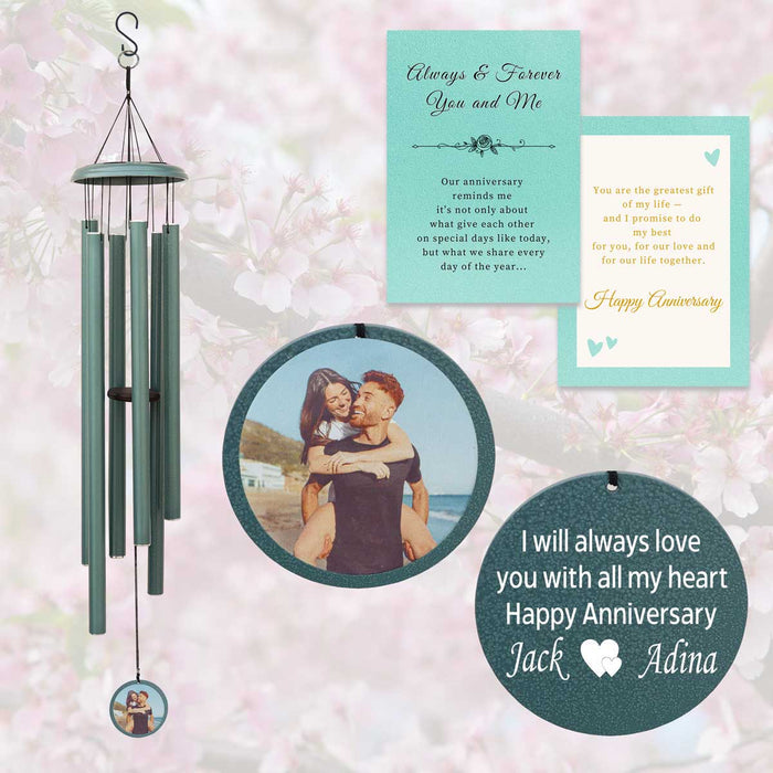 Turkish Green Photo Wind Chime Gift for Birthday or Anniversary