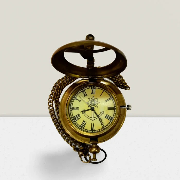 Personalised pocket watch for men in antique brass finish