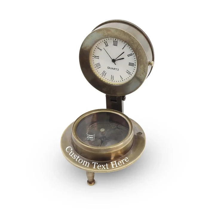 Personalized Pocket Watch with Compass – Antique Engraved Gift