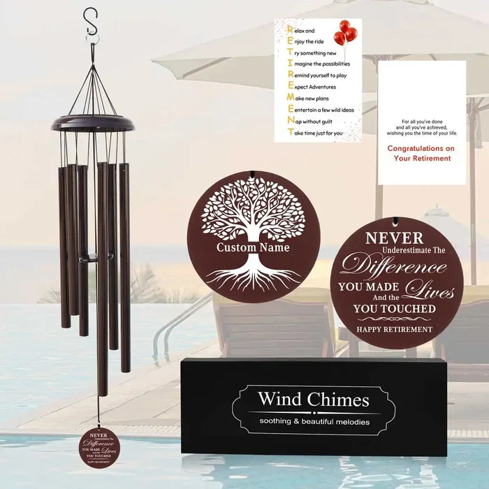 Personalized Retirement Wind Chime Gift in Brown Color