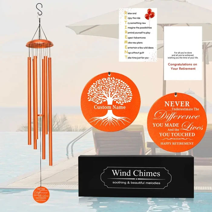 Personalized Retirement Wind Chime Gift in  Copper Color