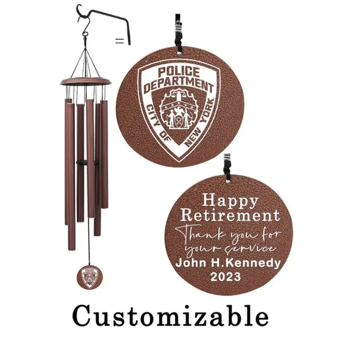 Retirement Wind Chime for Police Officers in bronze finish