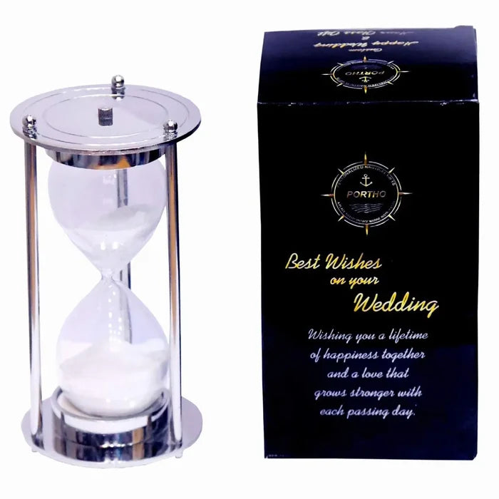 Silver 5 minute hourglass gift for couples