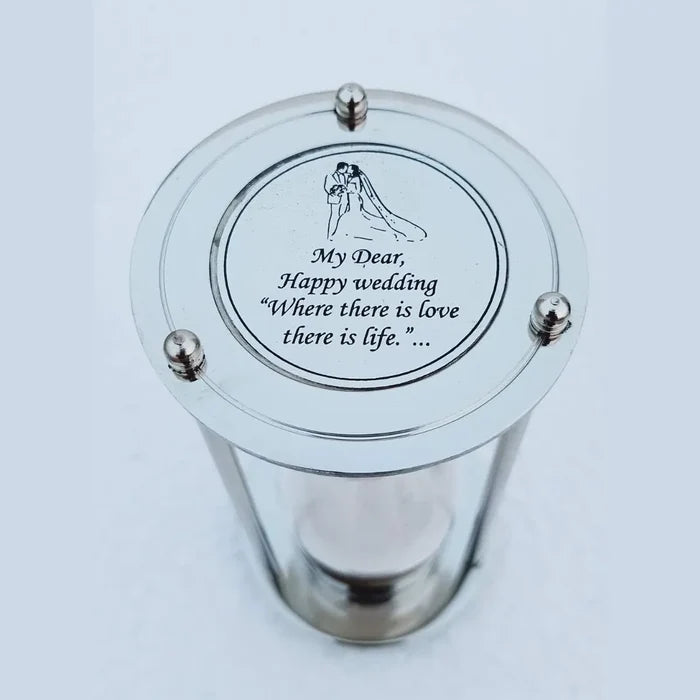 Elegant anniversary keepsake hourglass with engraving