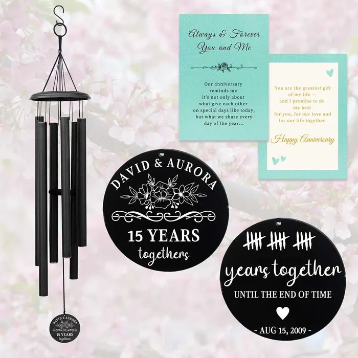 15th-anniversary personalized wind chime
