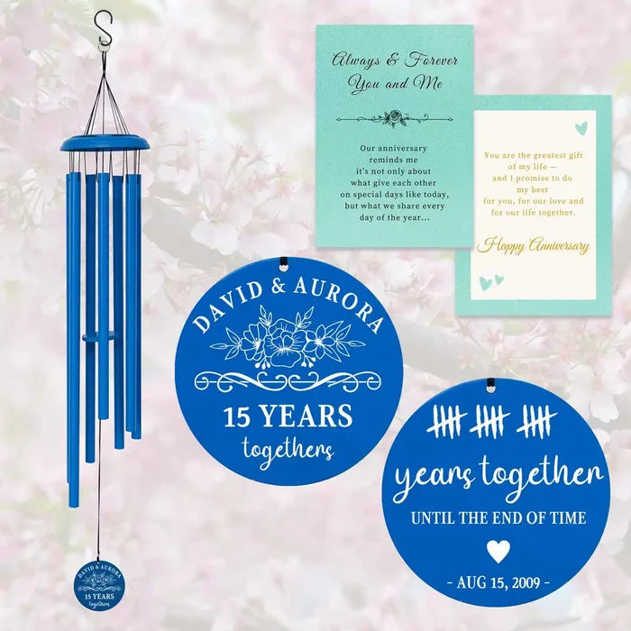 15th-anniversary personalized wind chime