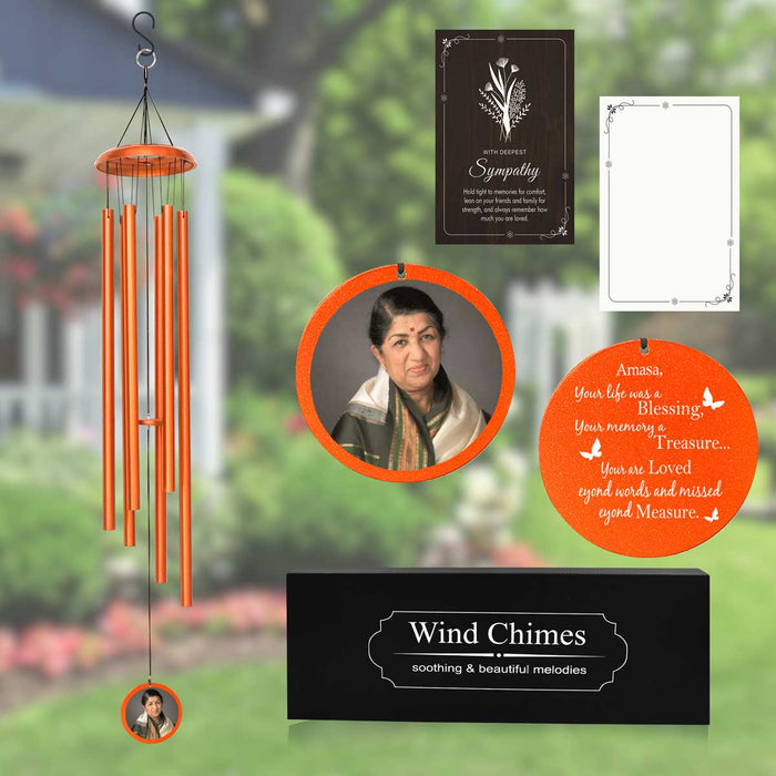 Copper Personalized Wind Chime with Photo & Custom Engraving