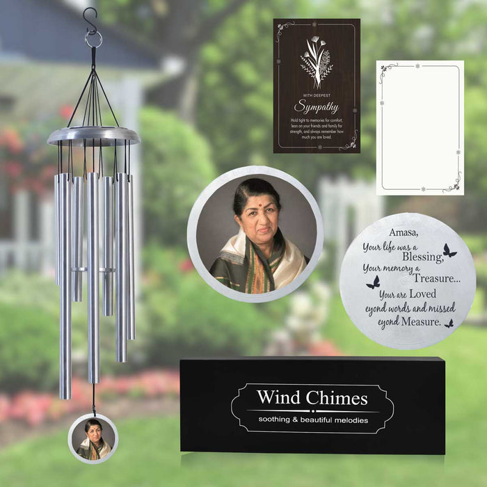 personalized photo wind chimes Silver - Personalized Wind Chime with Photo & Custom Engraving