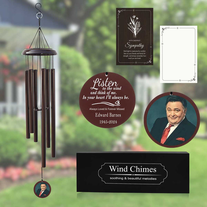 Bronze Personalized Wind Chime with Photo & Custom Engraving