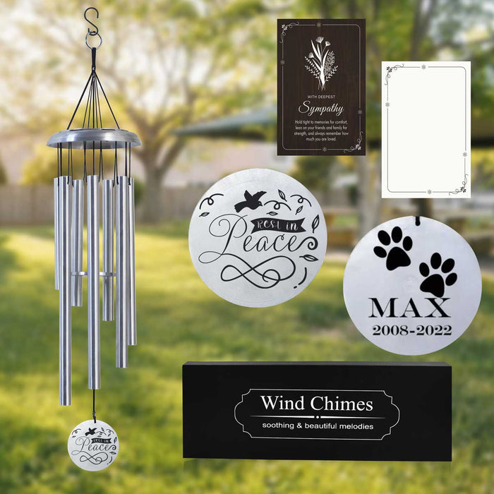 Pet Memorial Wind Chime in Silver color