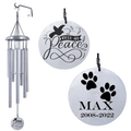 Pet Memorial Wind Chime in Silver color with white background