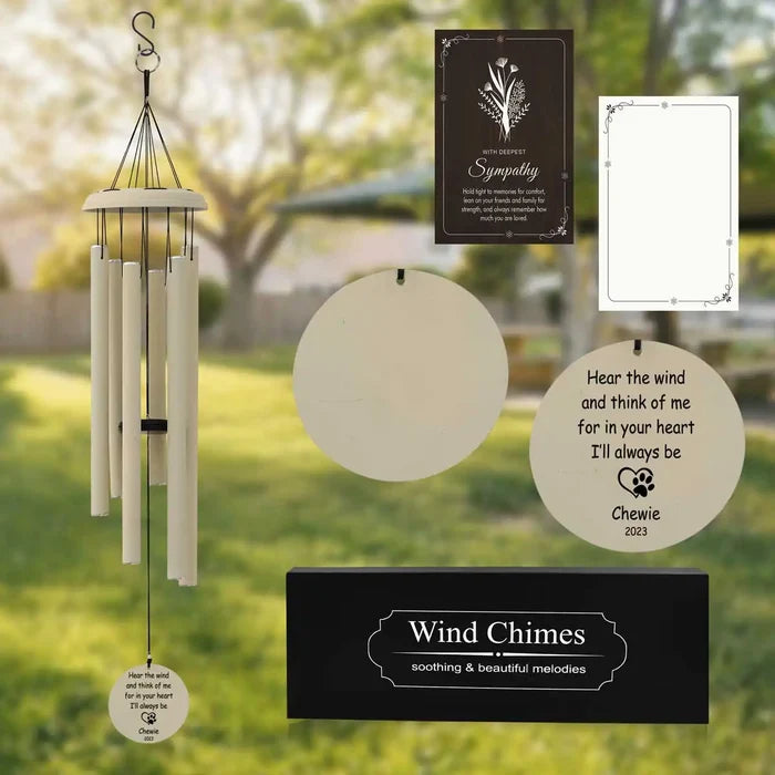Personalized pet memorial wind chimes with engraving