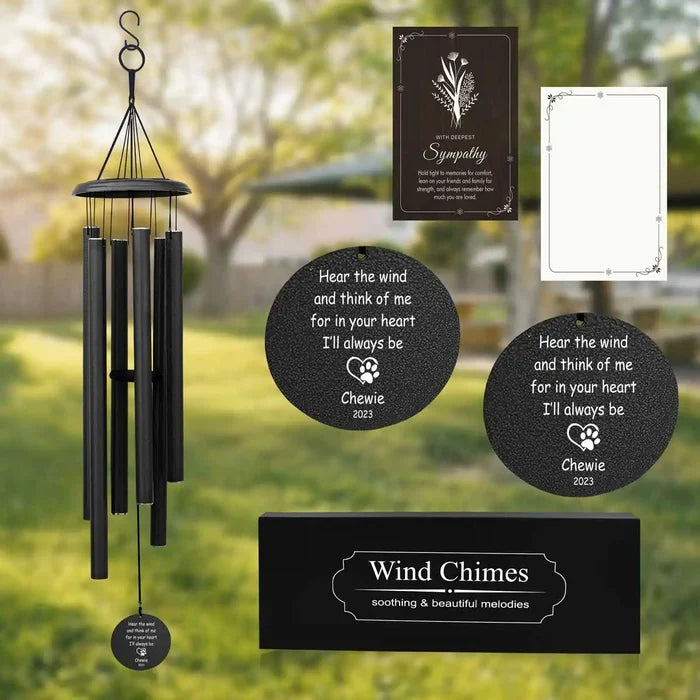 Personalized pet memorial wind chimes with engraving
