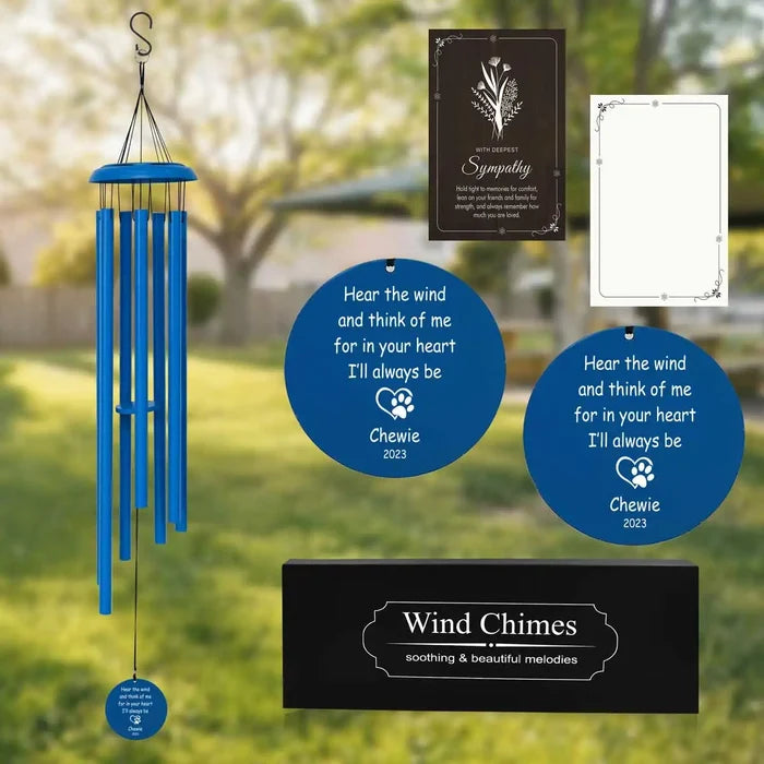Personalized pet memorial wind chimes with engraving