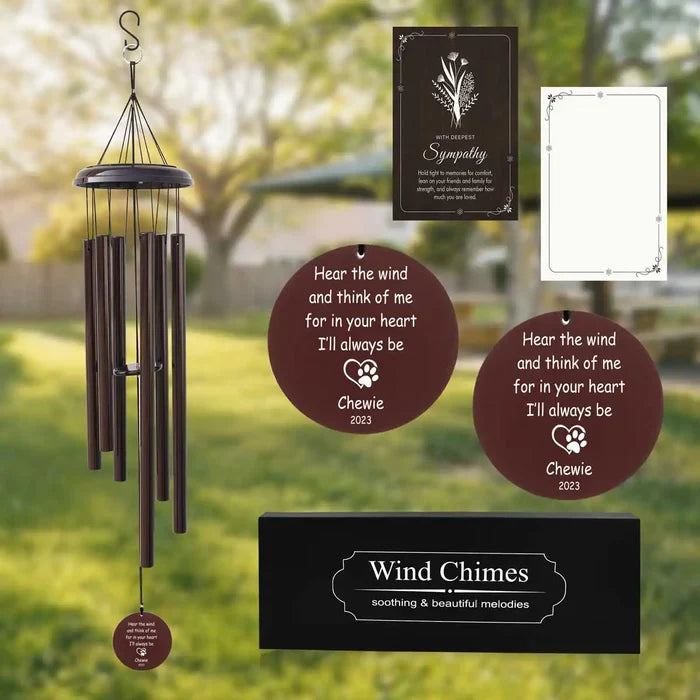 Personalized pet memorial wind chimes with engraving